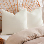 Phf 100% Cotton Waffle Throw Pillow Covers 24'X24', No Filling, 2 Pack Elegant Home Decorative Square Throw Pillow Covers For Bed Couch Sofa,Cream