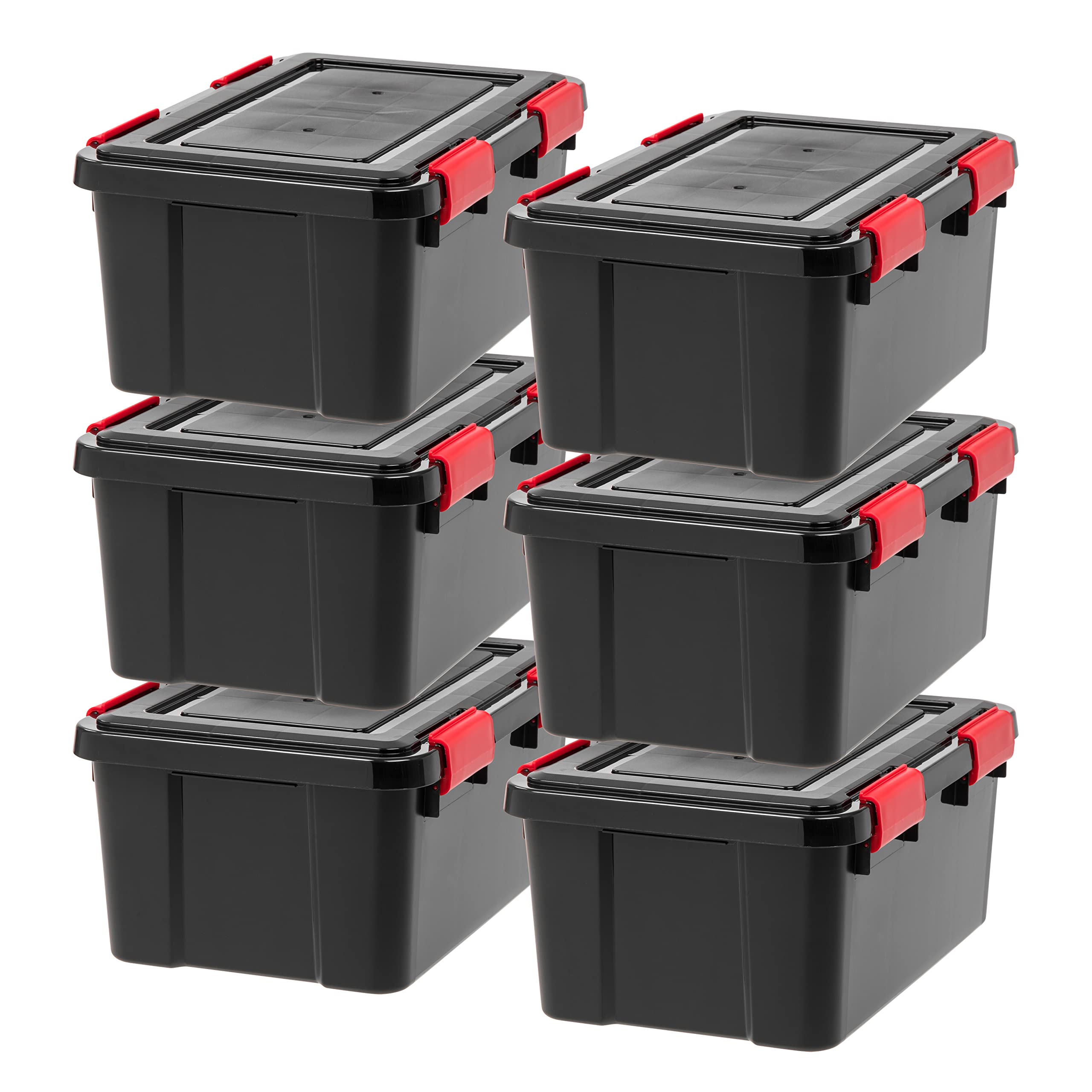 Iris Usa Weatherpro 19 Qt Storage Bins With Lids, 6 Pack, Bpa-Free Plastic Gasket Box With Tight Latch And Seal, Stackable Nesta