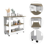 Fm Furniture Brooklyn 80 Light Oak Accented Kitchen Island, With Shelves And Drawers