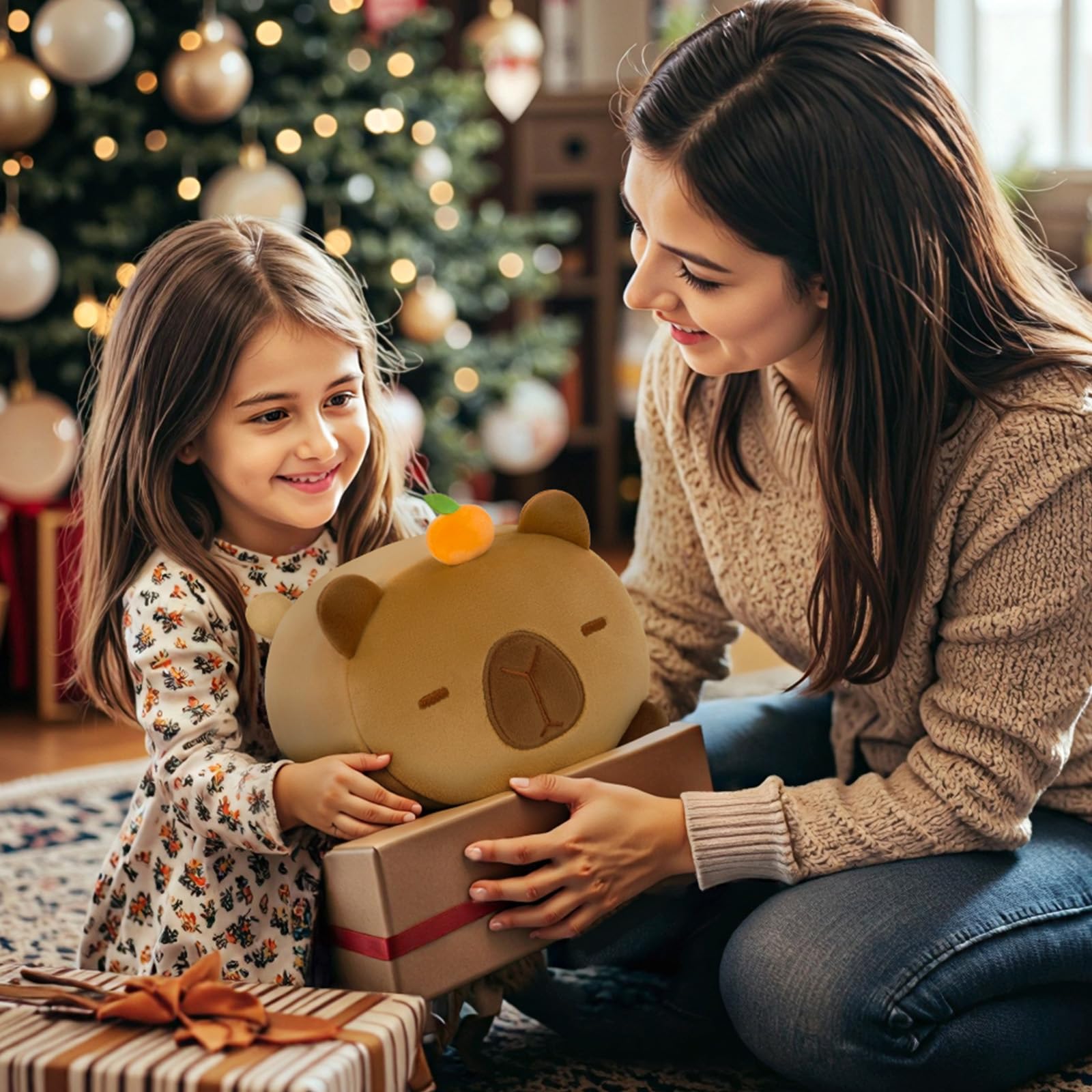 Mewaii Cute Capybara Plush Pillow, Kawaii Plushies Capybara Stuffed Animal Toy, Kawaii Animal Plushie, Soft Squishy Birthday Gif