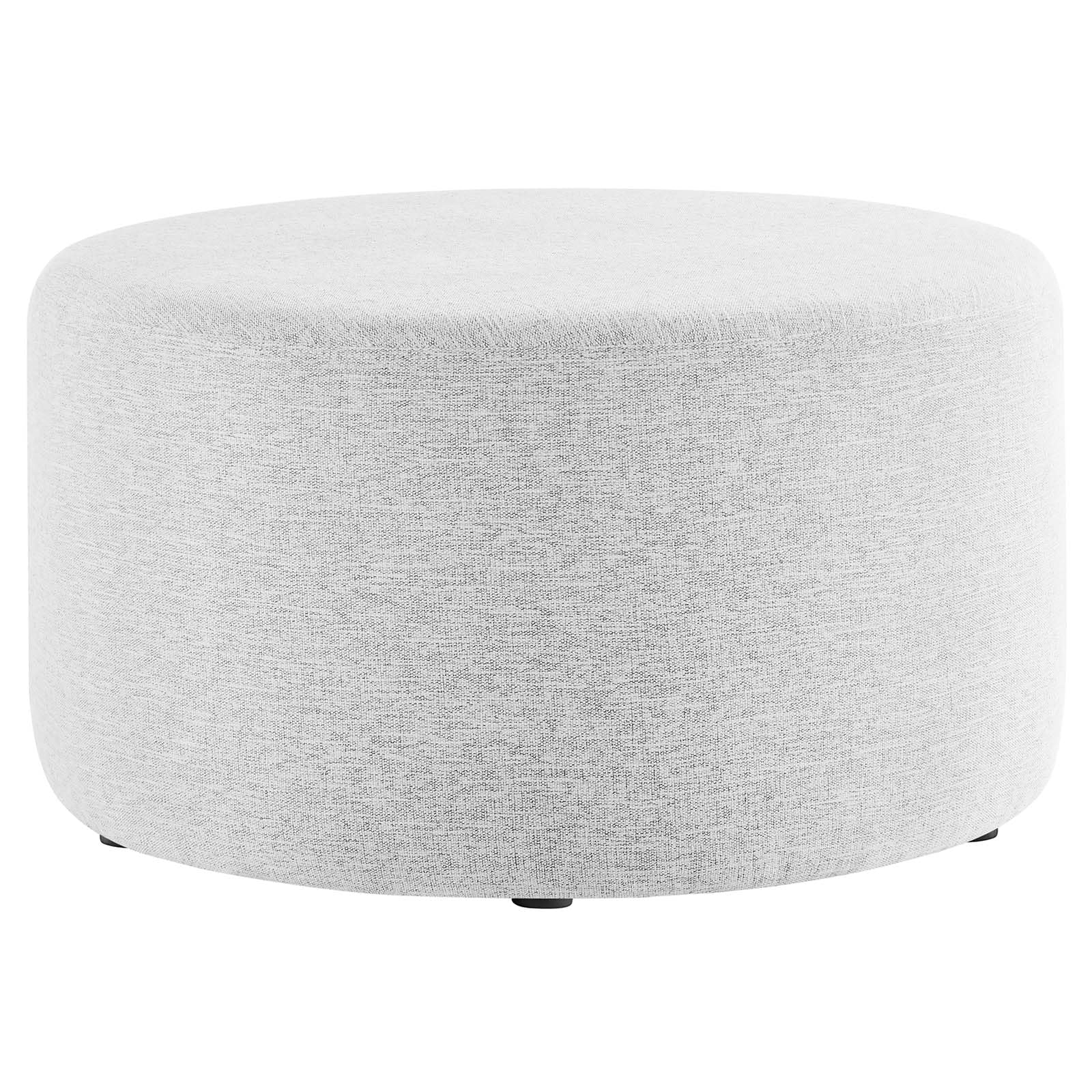 Modway Callum 29 Inch Round Ottoman in Heathered Weave Light Gray - Heathered Woven Fabric - Versatile Upholstered Coffee Table 