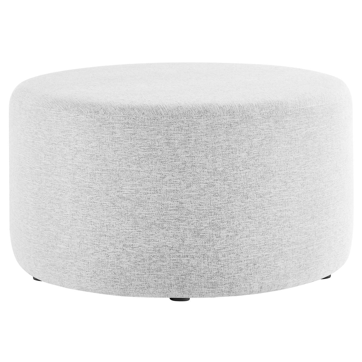 Modway Callum 29 Inch Round Ottoman in Heathered Weave Light Gray - Heathered Woven Fabric - Versatile Upholstered Coffee Table 