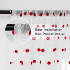 Mysky Home 95 Inch Long Christmas Curtains For Living Room Sliding Door Red Pom Pom White Shher Curtains For Bedroom Large Window Panels Dining Room Rod Pocket Privacy Protect 2 Sets 52' X 95'