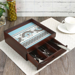 Reinvention Factory TwoTier Wooden Organiser With Sliding Drawer  Desk Caddy/Cutlery Box/Jewellery & Vanity Storage | Ethnic O