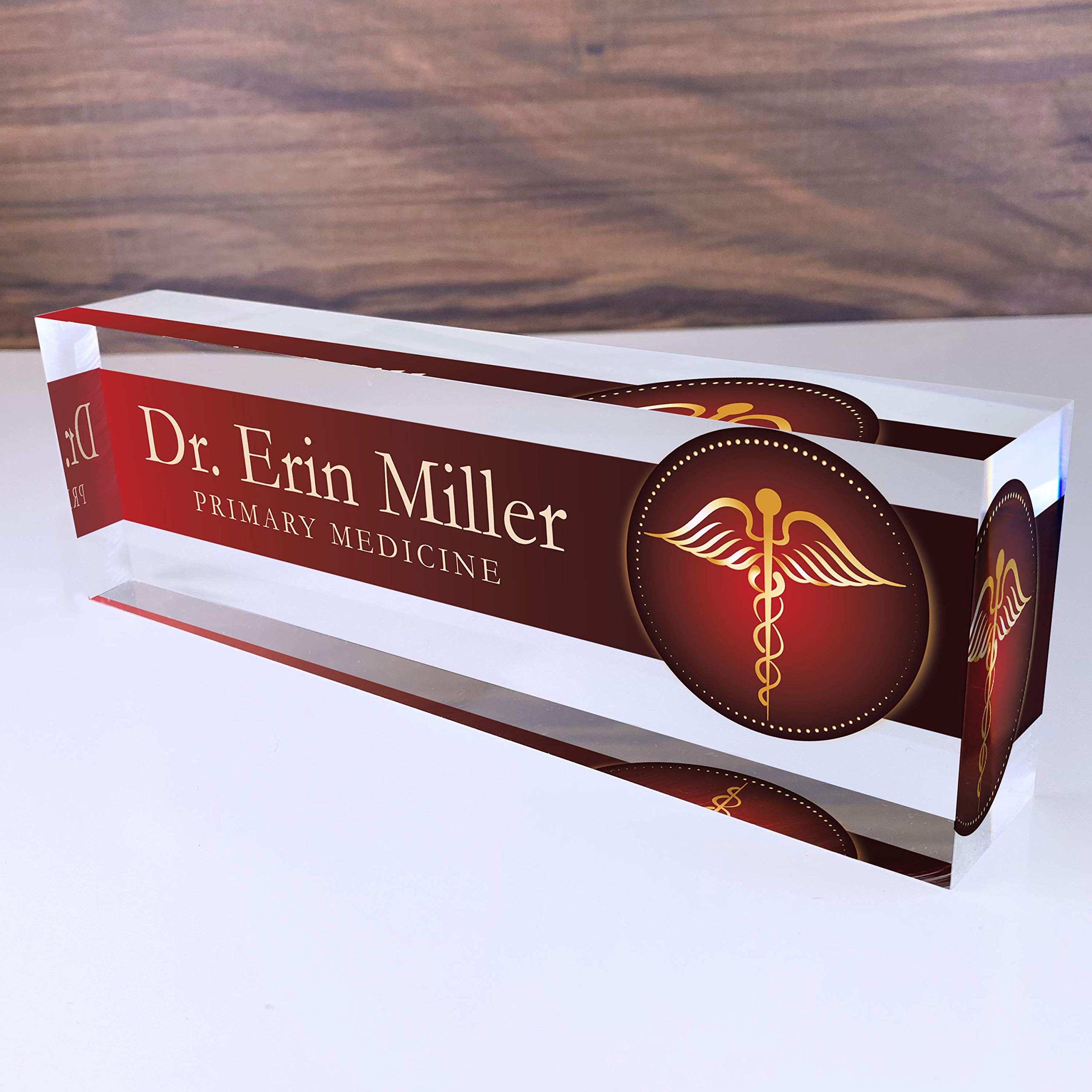 Artblox Office Desk Name Plate Personalized | Custom Name Plates For Desks | Medic Design On Clear Acrylic Glass | Cute Office D