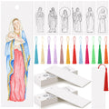 Sinmoe 120 Pcs Christmas Saint Icon Color Your Own Bookmarks 6 Styles Watercolor Bookmarks to Paint Card Stock Paper Watercolor 