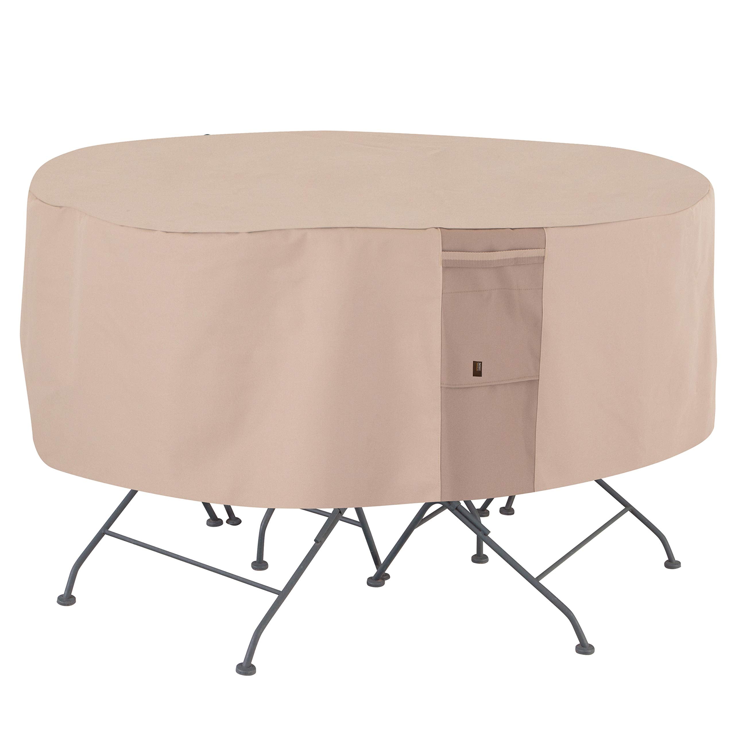 Modern Leisure 2911 Monterey Patio Table & Chairs Outdoor Furniture Cover (Round: 94 D X 23 H) Water-Resistant, Beige