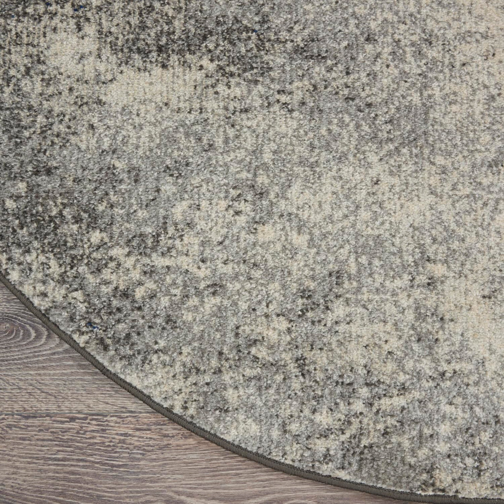 Nourison Passion Charcoal/Ivory 4' X Round Area-Rug, Modern, Abstract, Easy-Cleaning, Non Shedding, Bed Room, Living Room, Dinin