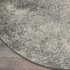 Nourison Passion Charcoal/Ivory 4' X Round Area-Rug, Modern, Abstract, Easy-Cleaning, Non Shedding, Bed Room, Living Room, Dinin