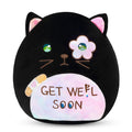 Easfan Get Well Soon Stuffed Cat Plush Pillow, Cozy Black Kitty Snuggle Soft Toy With Rainbow Belly, Gifts Or Patients Girls Boy