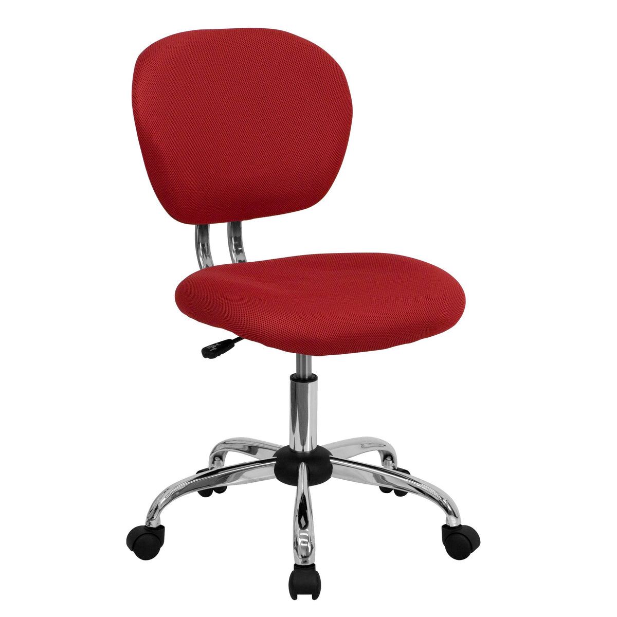 Flash Furniture Beverly Mid-Back Red Mesh Padded Swivel Task Office Chair with Chrome Base