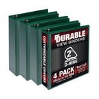 Samsill Durable 2 Inch Binder, Made In The Usa, D Ring Binder, Customizable Clear View Binder, Green, 4 Pack, Each Holds 475 Pag