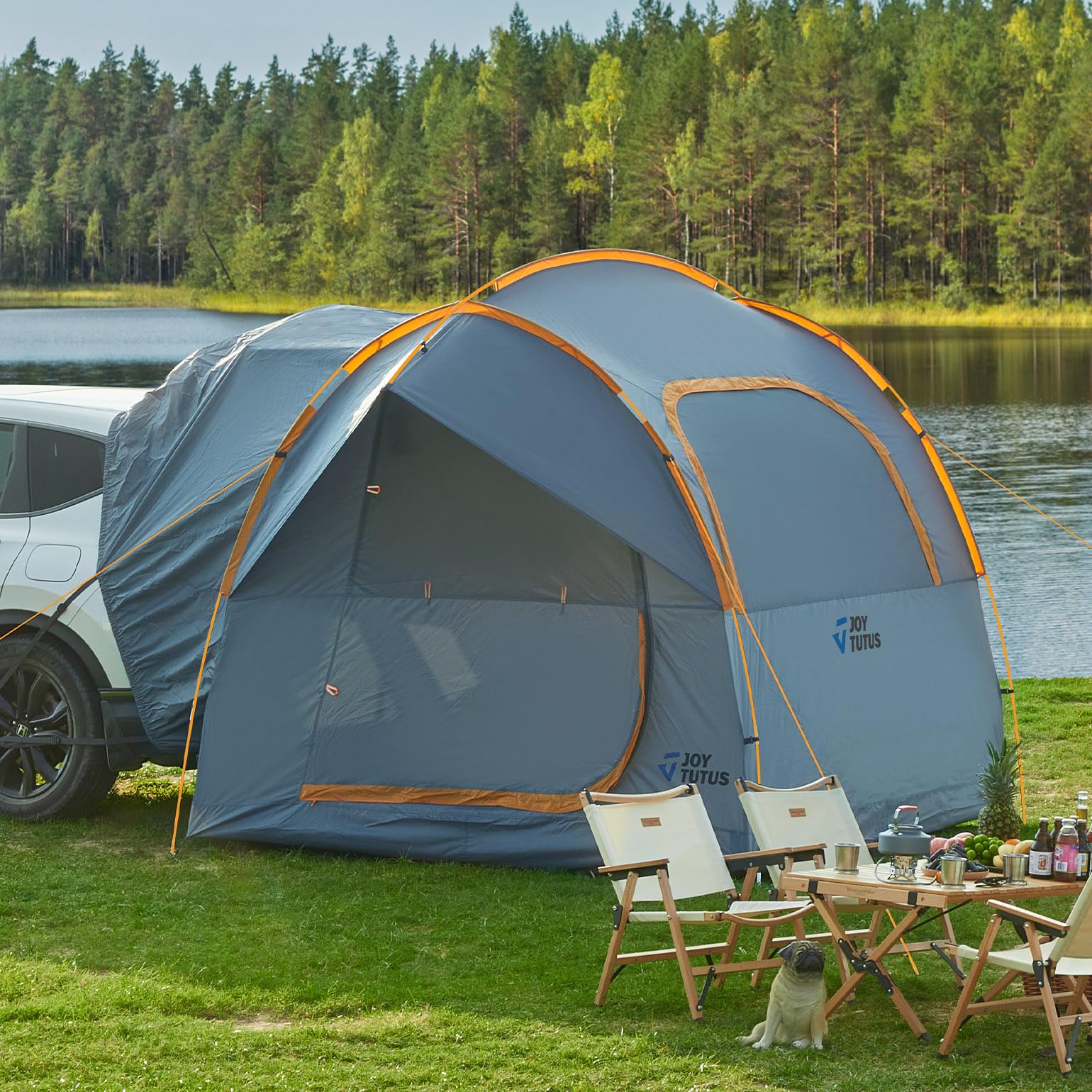 Joytutus Suv Tent For Camping With Rainfly, Double Door Design Car Tent With Aluminum Poles, Suv Tailgate Tent With Waterproof P