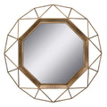 Stonebriar Decorative Antique Gold 28.3 Geometric Metal Wire Frame Hanging Wall Mirror with Mounting Brackets, Modern Decor for 