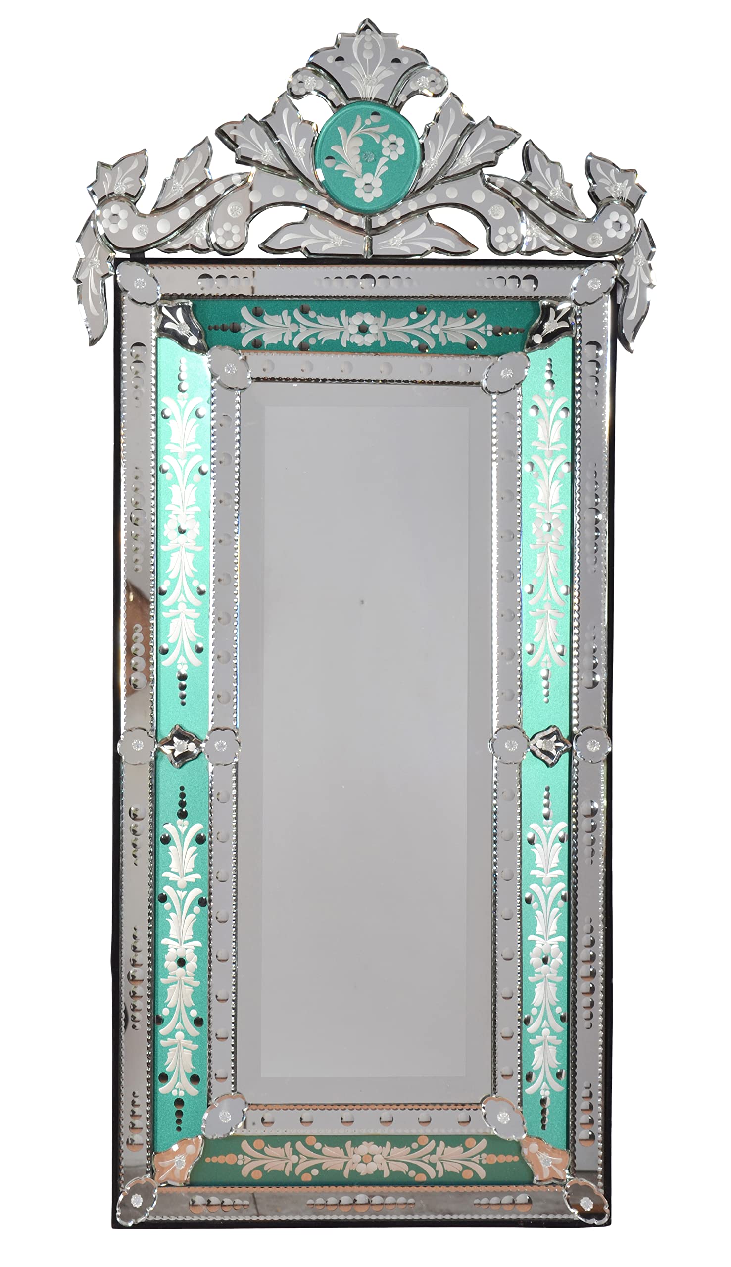 Afd Home Striking Venetian Style Mirror With Seafoam Border 47.24&quot; Tall
