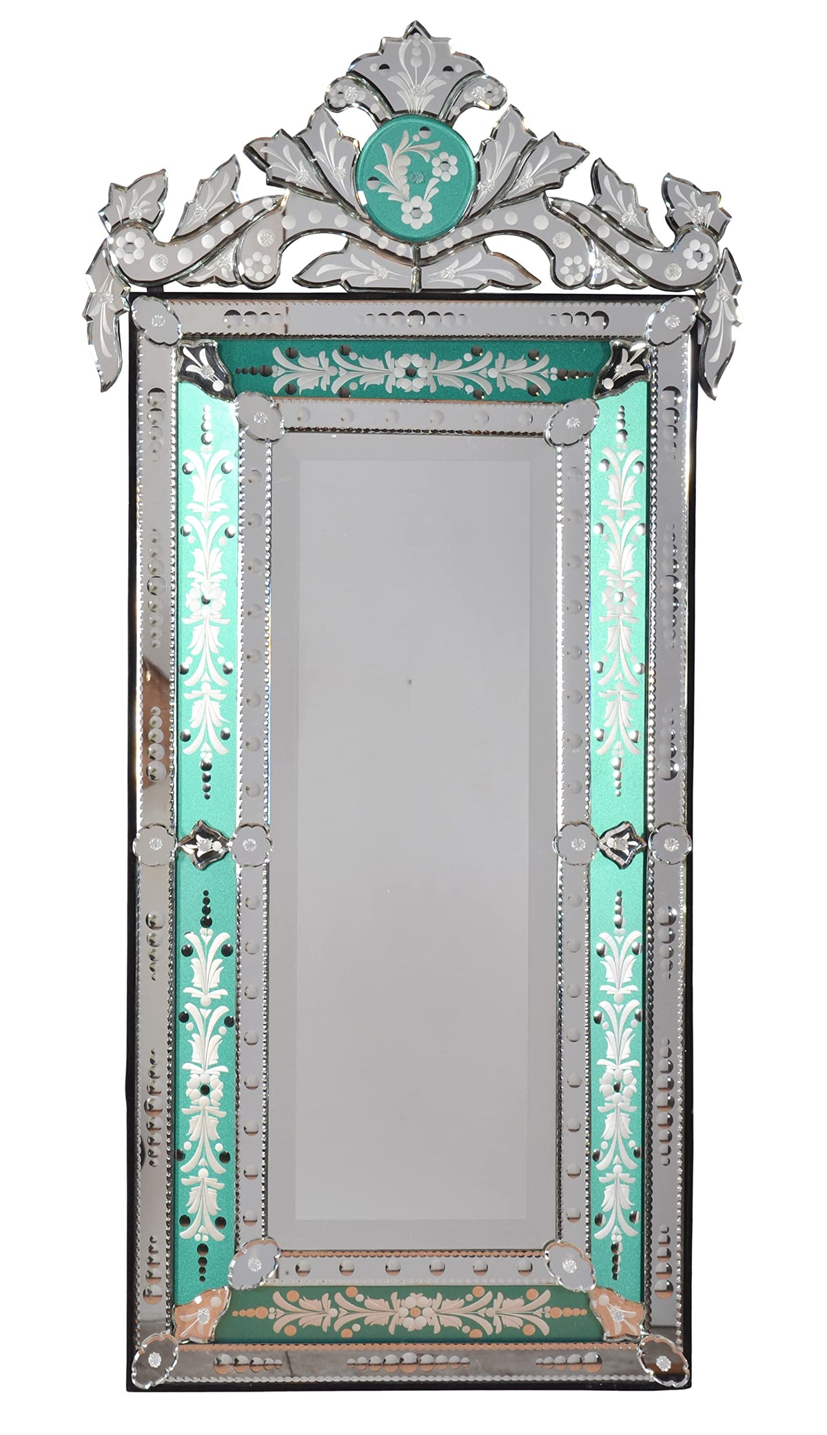 Afd Home Striking Venetian Style Mirror With Seafoam Border 47.24&quot; Tall