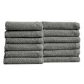 12-Pack 100% Cotton, Quick-Dry Textured Washcloths. Ultra-Absorbent, Popcorn Weave. Acacia Collection. (Wash 12pk, Dark Grey)
