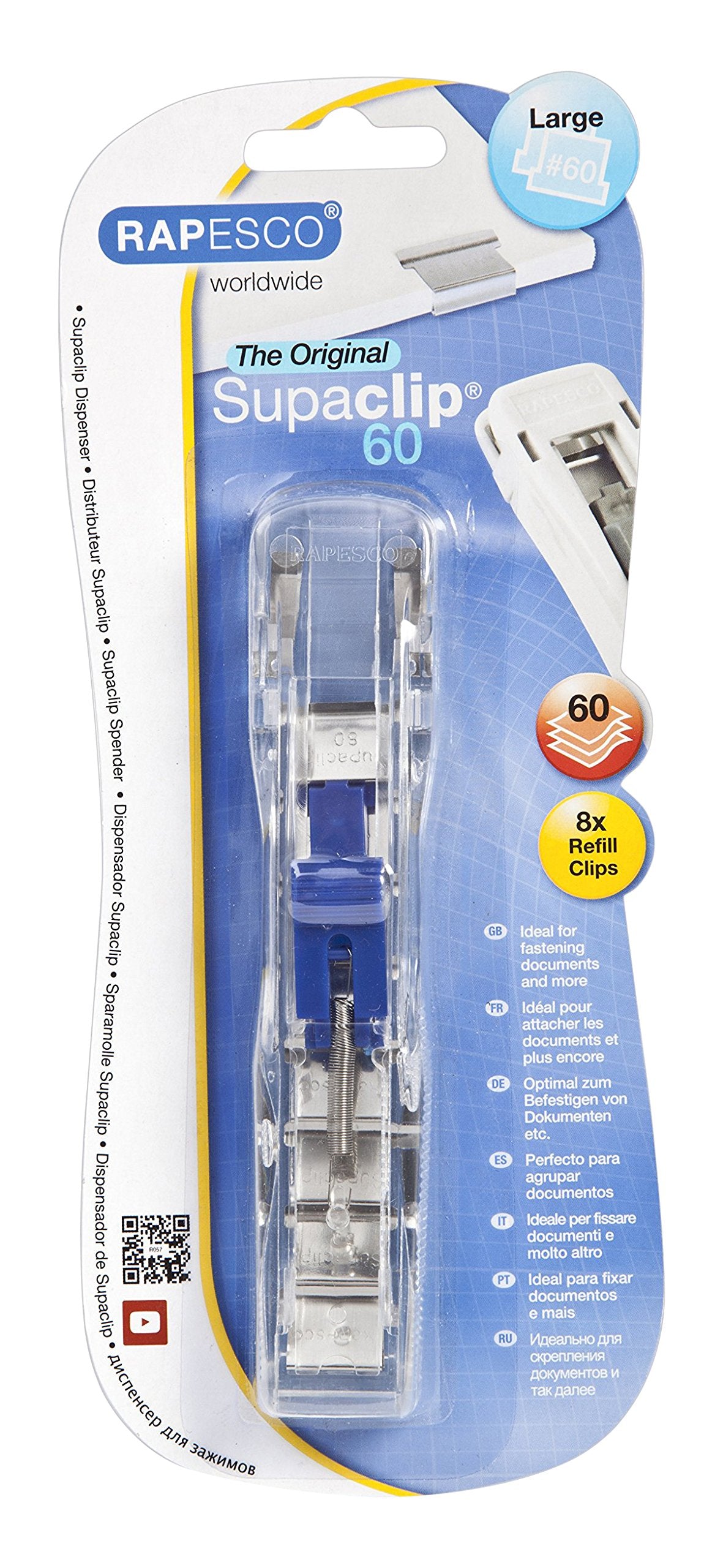 Rapesco Supaclip 60 Dispenser With 8 Clips