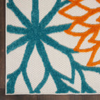 Nourison Aloha Indoor/Outdoor Turquoise/Multicolor 3' X 5' Area Rug, Easy Cleaning, Non Shedding, Bed Room, Living Room, Dining Room, Deck, Backyard, Patio (3X5)