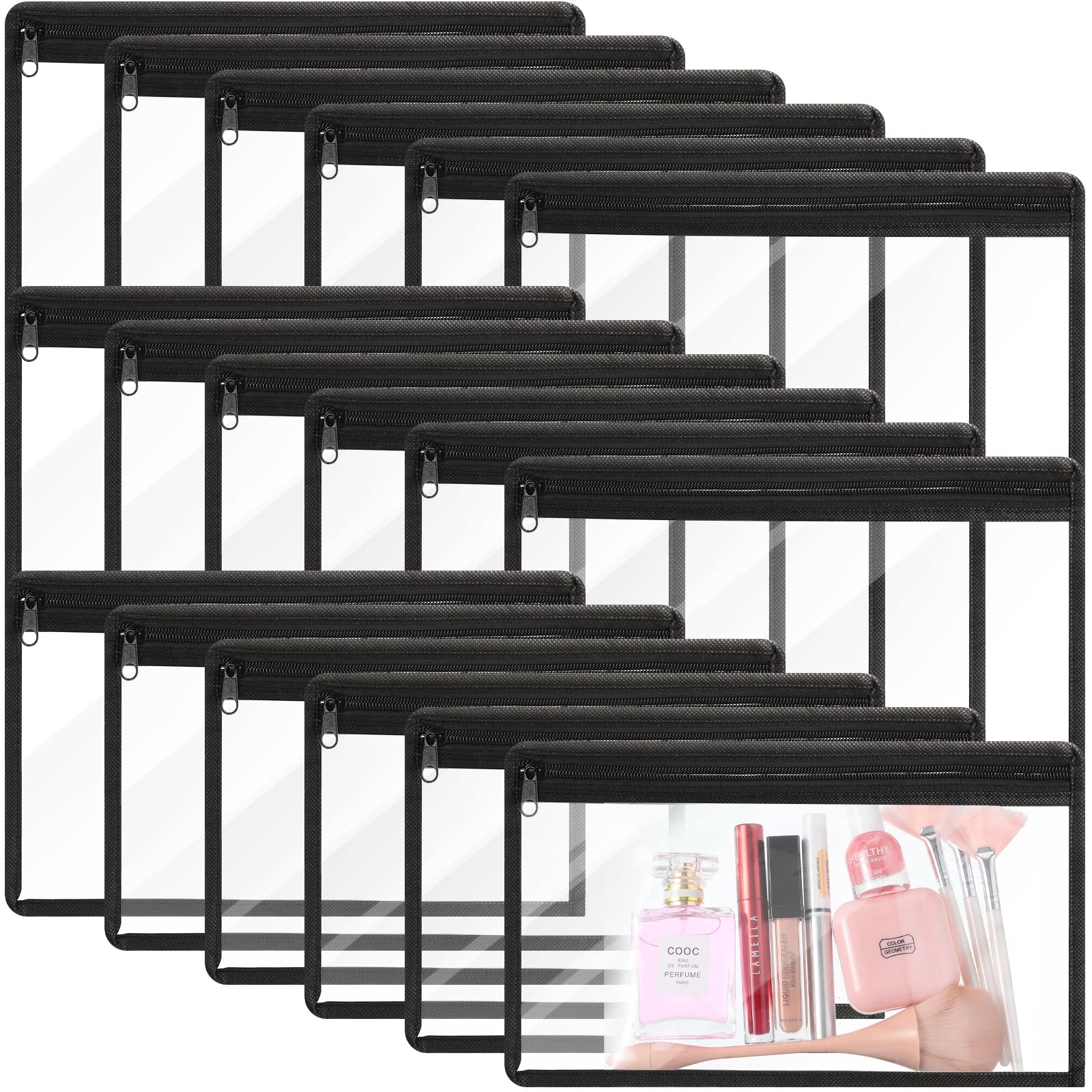18 Pack Clear Zipper Pouches Pvc Waterproof Zipper Bags Transparent Zipper Pouch Clear Storage Bags Multipurpose For Organizing