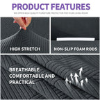 Znsayotx Super Stretch Loveseat Covers (55'-69'), New Striped Love Seat Slipcover, Dogs Pet Friendly Anti-Slip Couch Protector Spandex Durable 2 Seater Fabric Sofa Cover (Dark Grey, Loveseat)
