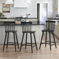 LUE BONA Windsor Wooden Bar Stools Set of 2 for Kitchen Island, Farmhouse 24 Inch Counter Height Stools Chairs with Spindle Back