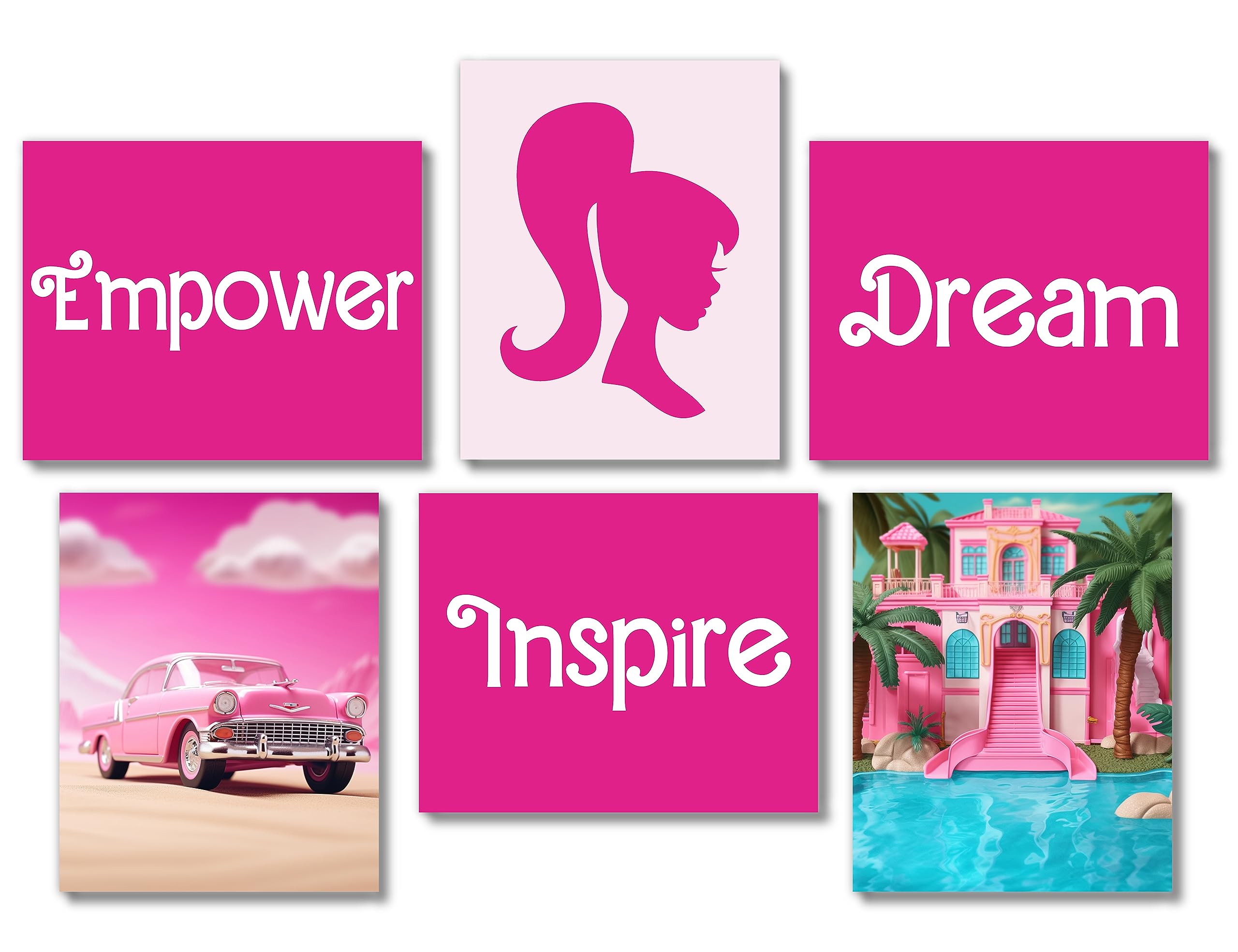 Brooke & Vine Doll Girl Room Decor Girl Empowerment Posters (UNFRAMED 8 x 10 Set of 6) Dream House Car Insprirational Teen Girl 