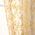 Deeprove Beige Sheer Curtains 108 Inches Long For Bedroom Living Room Dining Room Nursery, Abstract Metallic Gold Foil Vine Leav