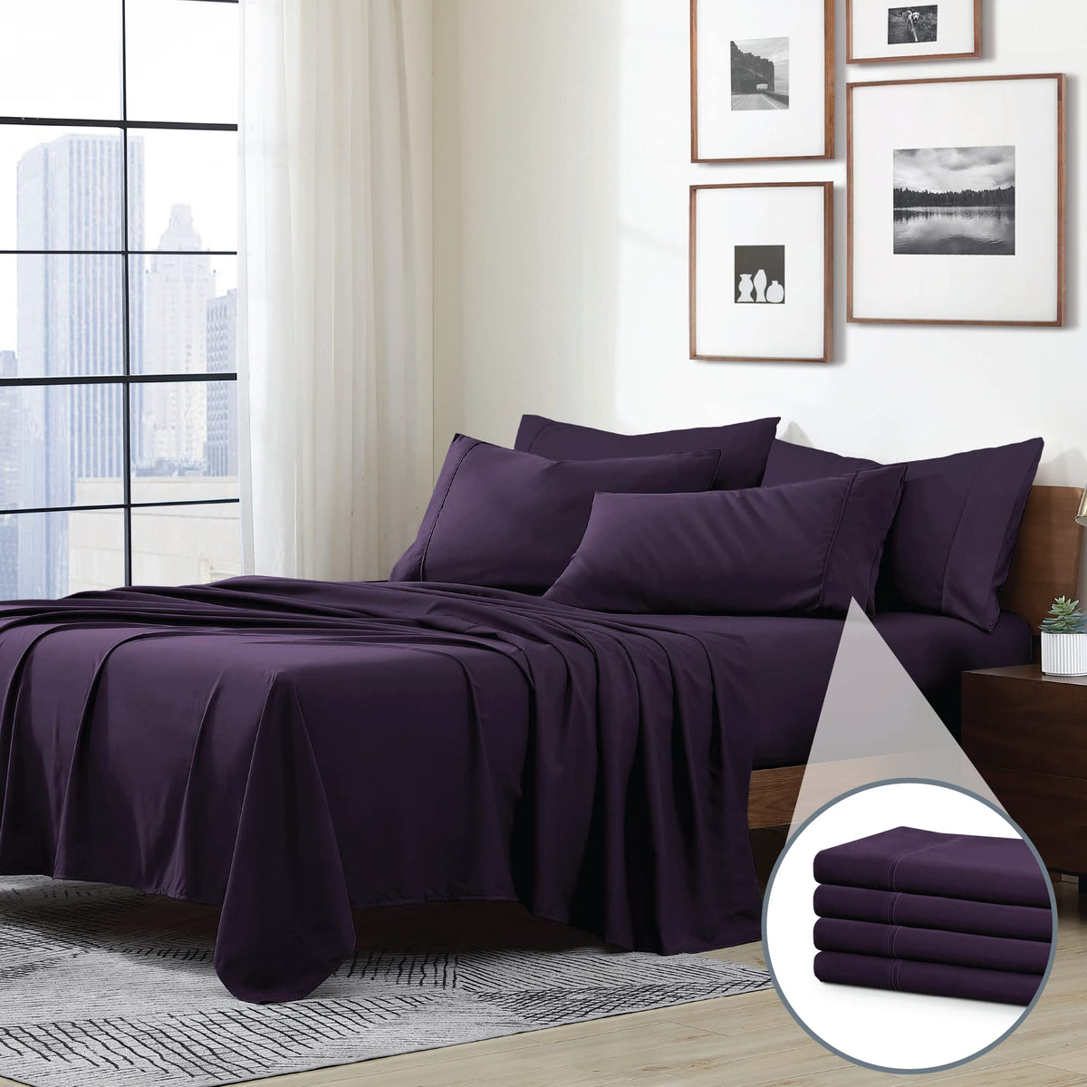 Swift Home Cal King 6-Piece Microfiber Sheet Sets (Includes 2 Bonus Pillowcases), Ultra-Soft Brushed - Extremely Durable - Easy