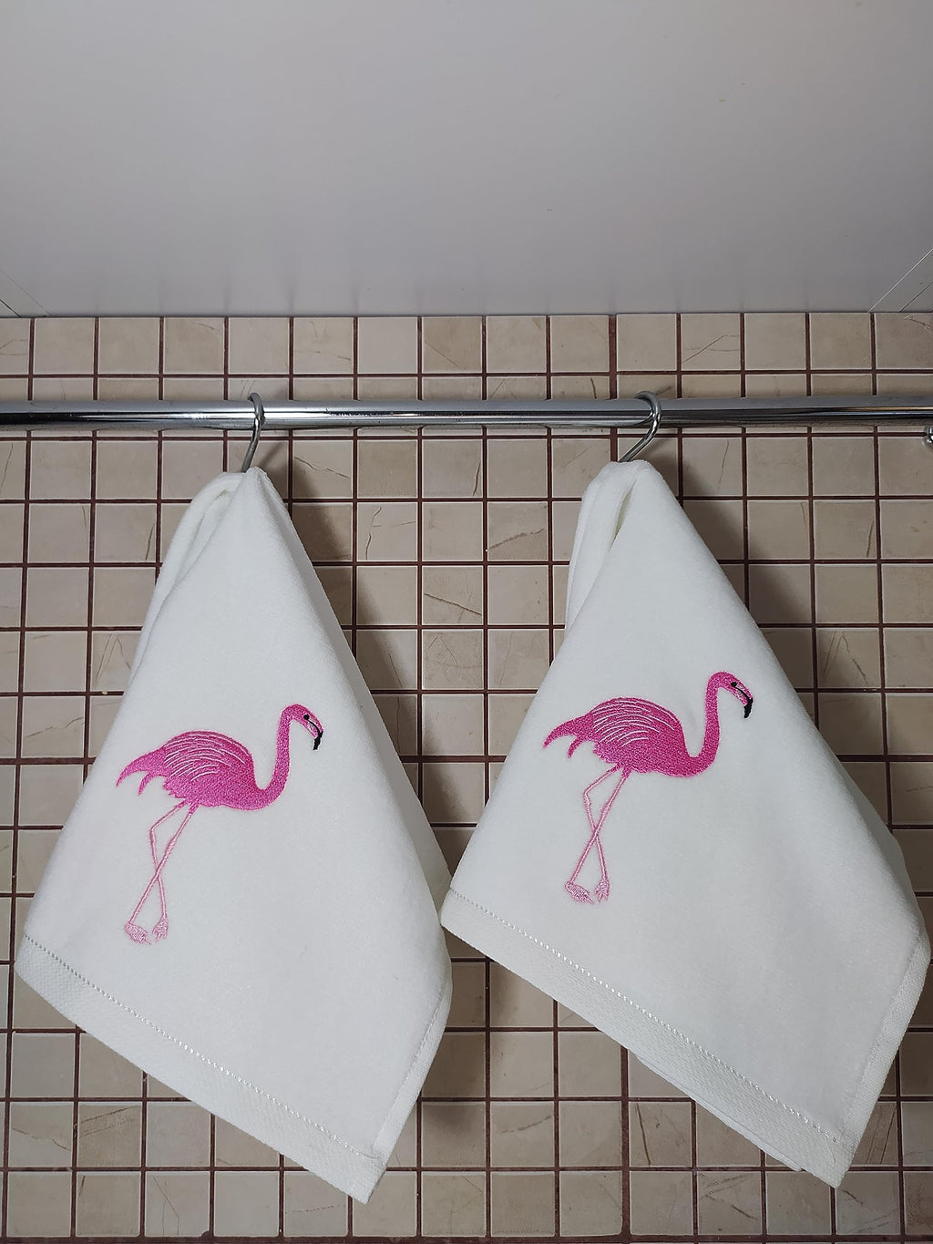 2 Pack White Flamingo Hand Towels, 100% Soft Cotton, Basket Stuffers, (12X20 Inches) Decor Hand Towels Gift Packed, Decorative H