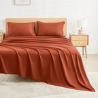 Andency Orange Sheets Queen Set 4 Pieces, Super Soft Sheets For Queen Size Bed, Microfiber Queen Sheet Set, Deep Pocket Up To 16', Hotel Luxury Breathable & Cooling Bedding Sheets & Pillowcases