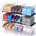 Ferrochef 9 Pcs Stackable Plastic Storage Bins, Open Front, Black
