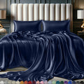 Decolure Satin Sheets Queen Size Bed Set 4 Pcs - Elegant Satin Bed Sheets W/ 15 Inch Deep Pocket - Hypoallergenic, Double Stitch