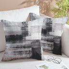Chiinvent Black White Velvet Abstract Pillow Covers Set Of 2 Modern Accent Gray Throw Pillow Cover Soft Elegant Decorative Couch