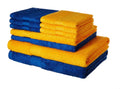 Amazon Brand  Solimo 100% Cotton 10 Piece Towel Set, 500 GSM (Iris Blue and Sunshine Yellow)
