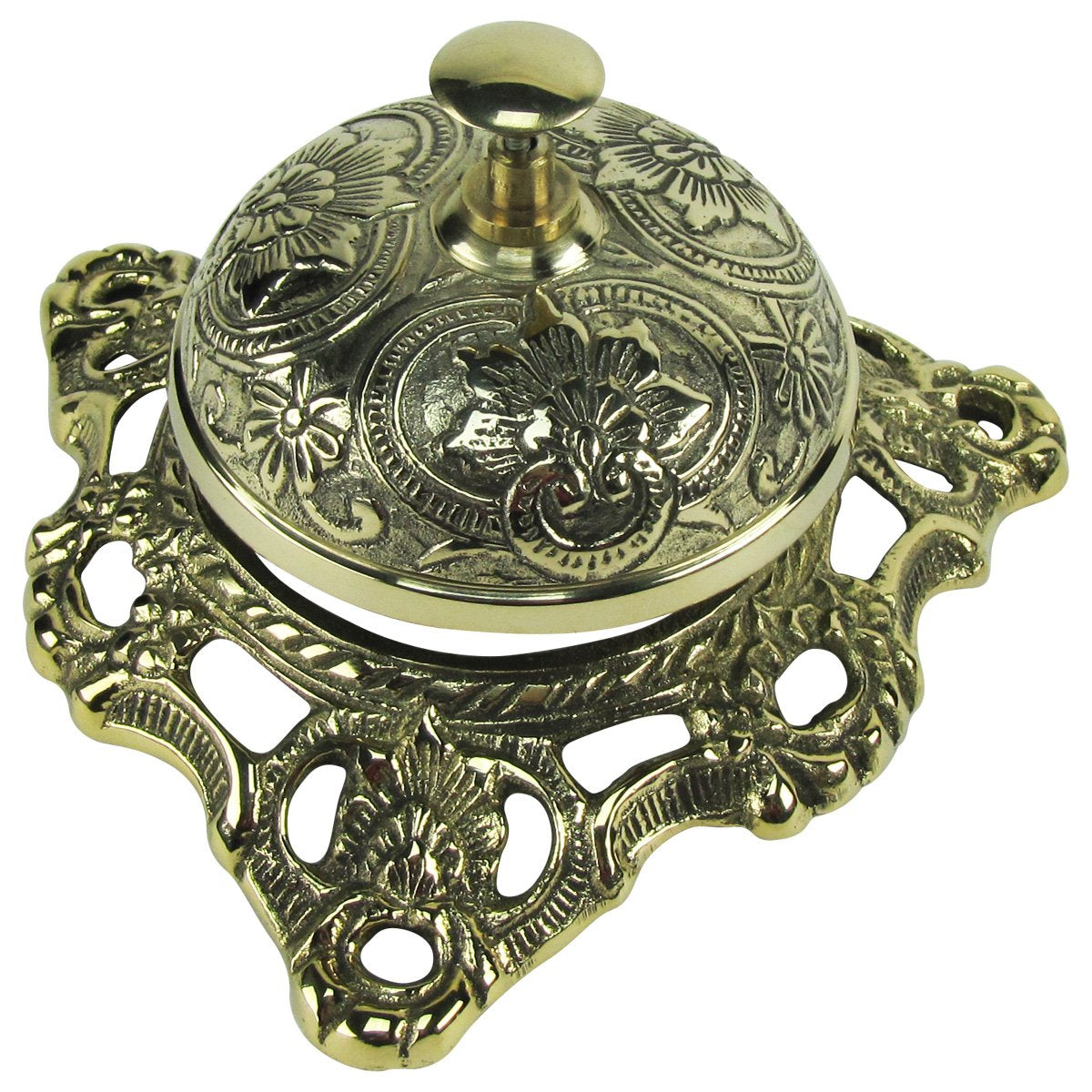 Treasure Gurus Antique Style Ornate Solid Brass Hotel Counter Desk Call Service Bell
