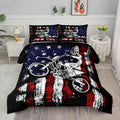 Axolotl Dirt Bike Comforter Set Twin,American Flag Bedding Set,Motocross Comforter Set,White Red Stripes Stars Comforter Set,Mot