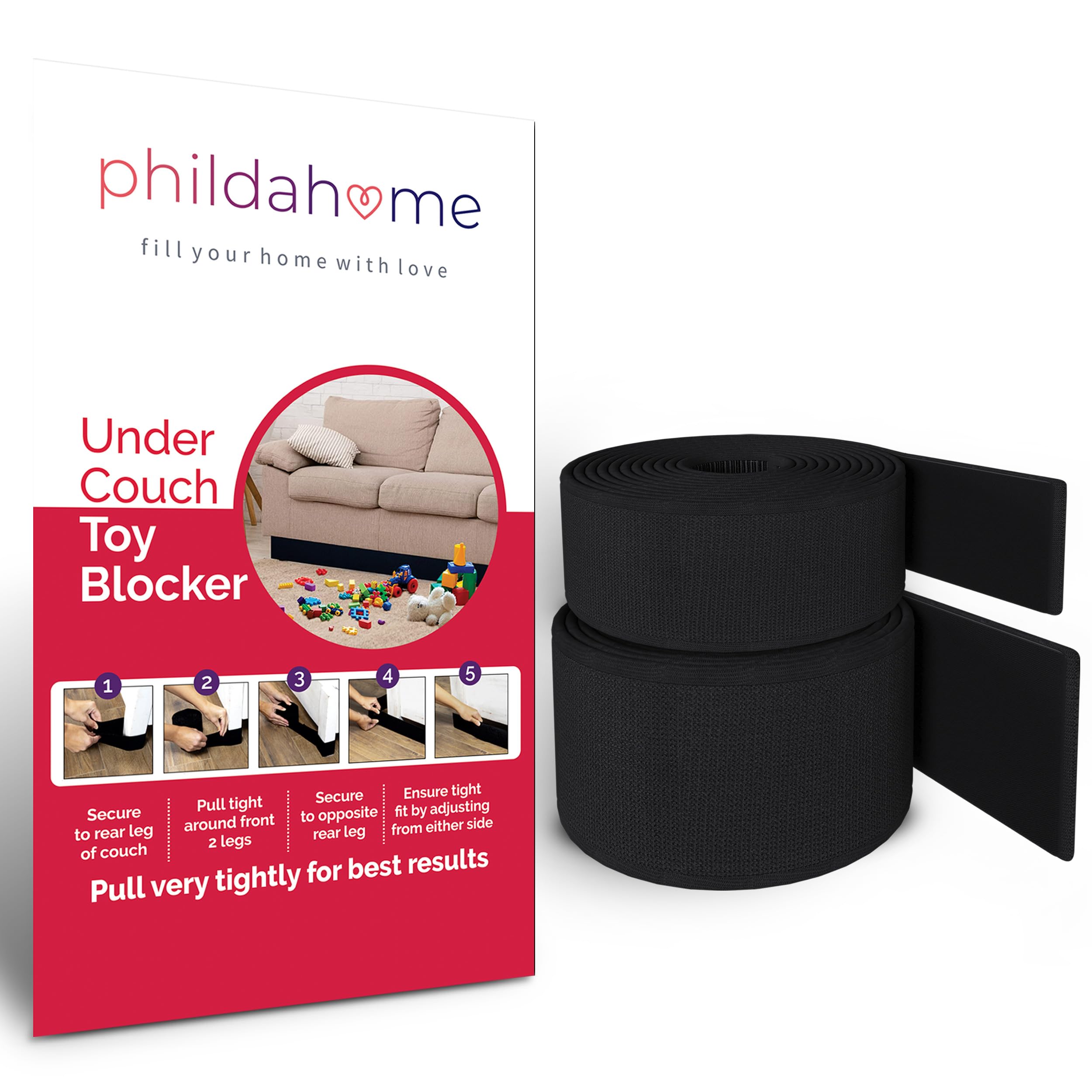 Phildahome Under Couch Blocker for Kid and Pet Toys, Toy Blocker for Under Couch, Fits Standard Loveseats with Tall Legs (108  x