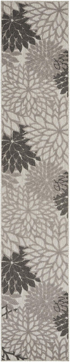Nourison Aloha Indoor/Outdoor Floral Silver Grey 2'3' X 12' Area Rug, (12' Runner)