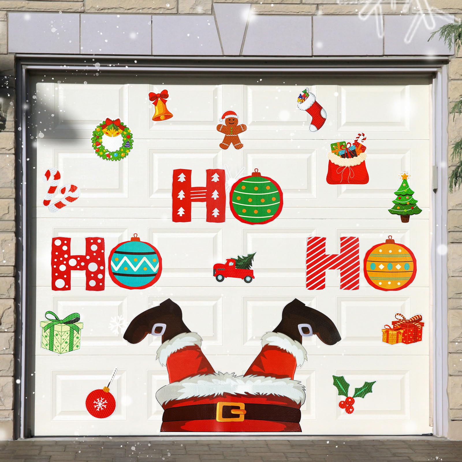 Ceenna 22 Pcs Large Magnetic Christmas Garage Door Decorations, Christmas Garage Magnets Stickers Merry Xmas Santa Claus Ho Ho H