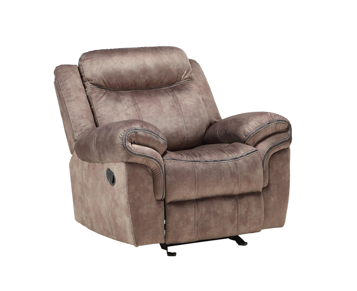 Acme Zubaida Velvet Horizontal Tufted Glider Recliner In 2-Tone Chocolate