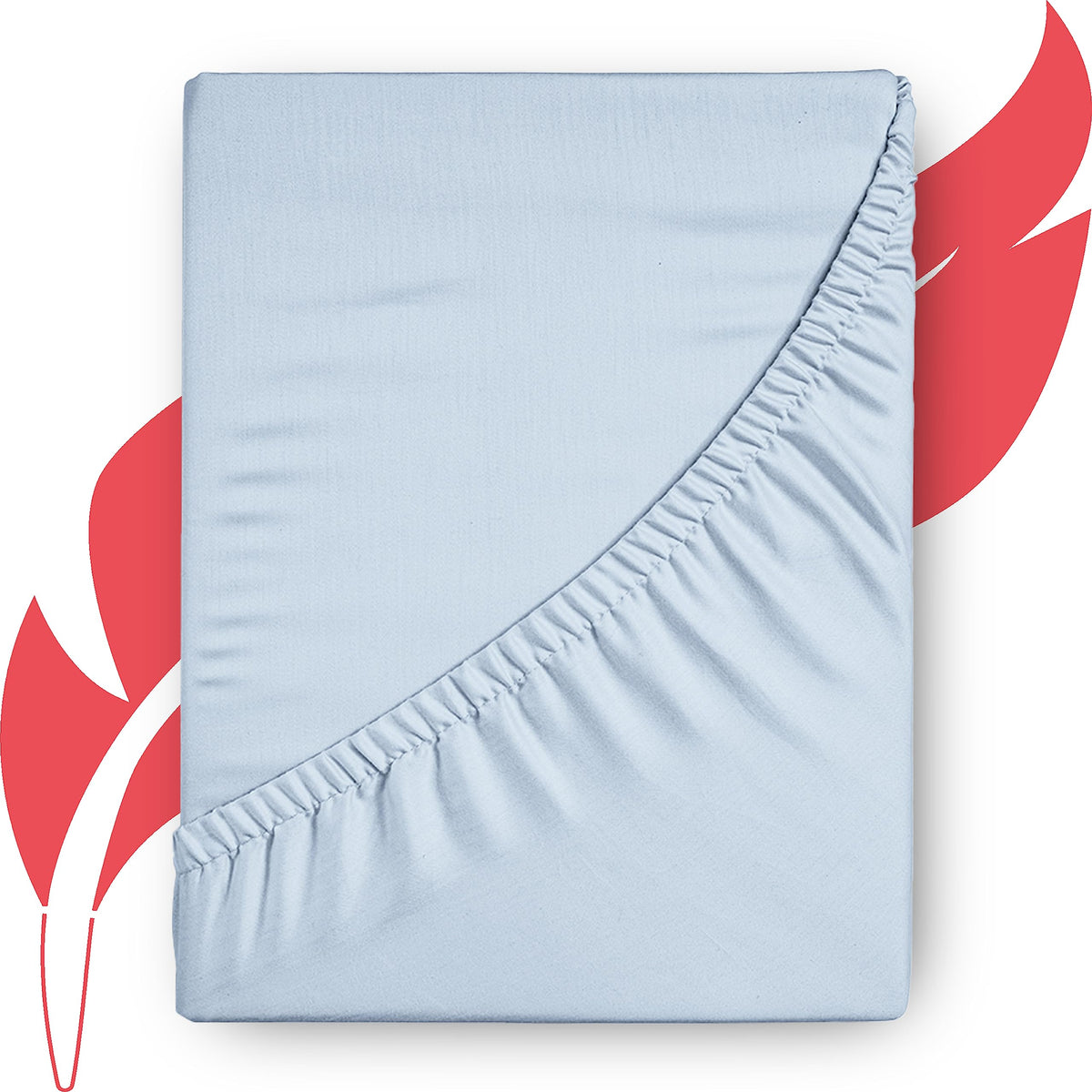 Ashton Sheets Premium 1000-Thread-Count Egyptian Feel 100% Cotton - Breathable Light Blue Full Fitted Sheet, Easy Snug Fit, 18 D
