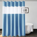 UFRIDAY Waffle Weave Fabric Shower Curtain with Mesh Window, Heavy Duty Decorative Bathroom Curtain with White Pique Pattern, Sp