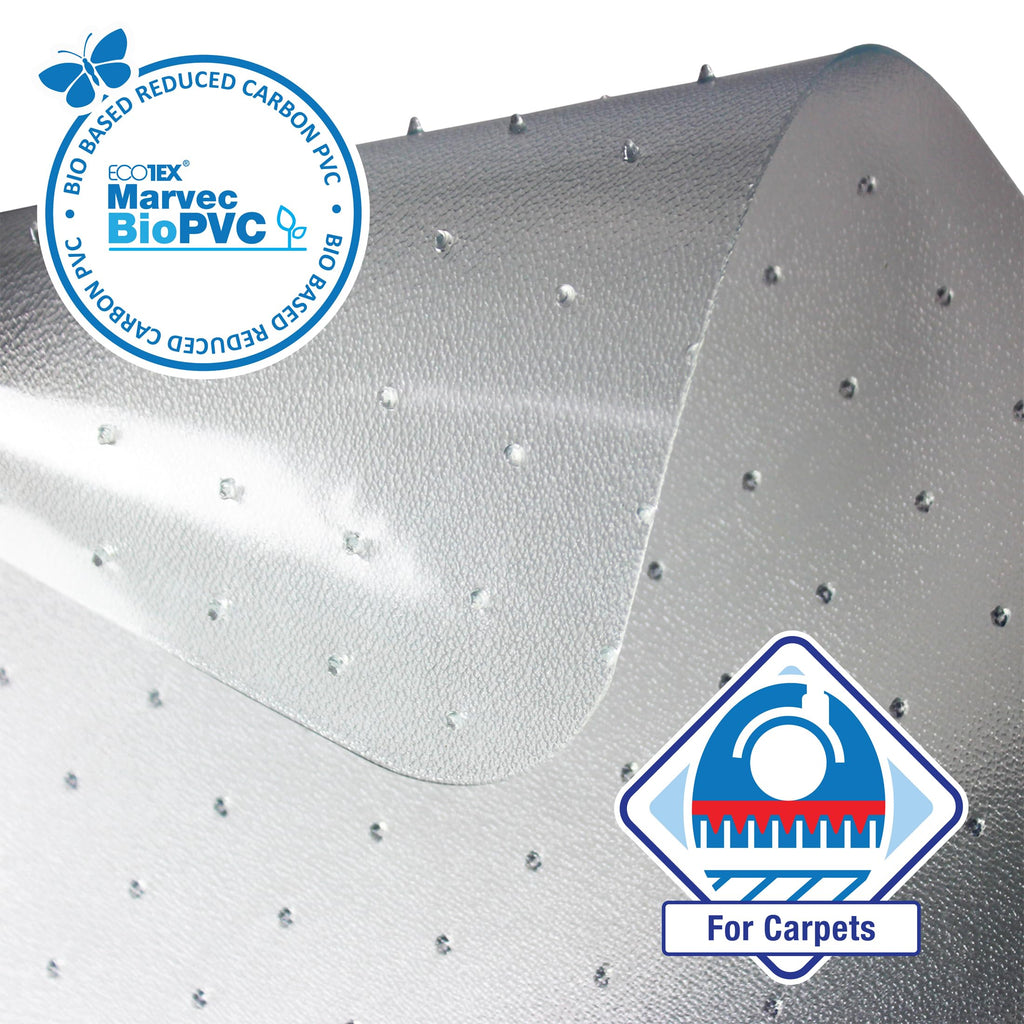 Floortex® Ecotex® BioPVC Eco Friendly Carbon Neutral Chair Mats for Low Pile Carpets up to 1/4" - 36" x 48"