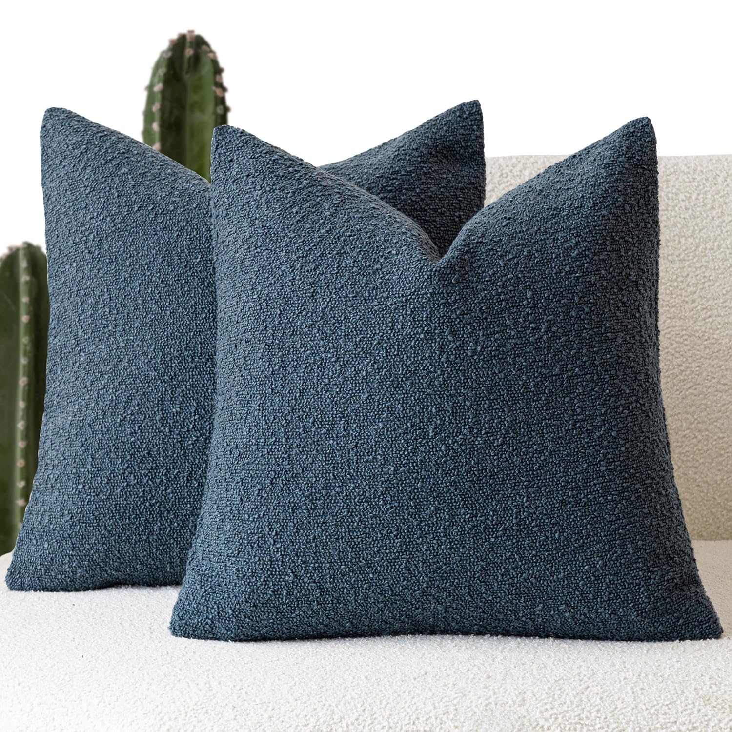 Foindtower Pack Of 2, Decorative Textured Boucle Throw Pillow Covers Accent Solid Pillow Cases Cozy Soft Couch Cushion Case For