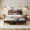 LIKIMIO Queen Bed Frame with Headboard, Dark Wood Camas Queen with Strong Supports, Sturdy, Noise-Free, No Box Spring Needed, Da