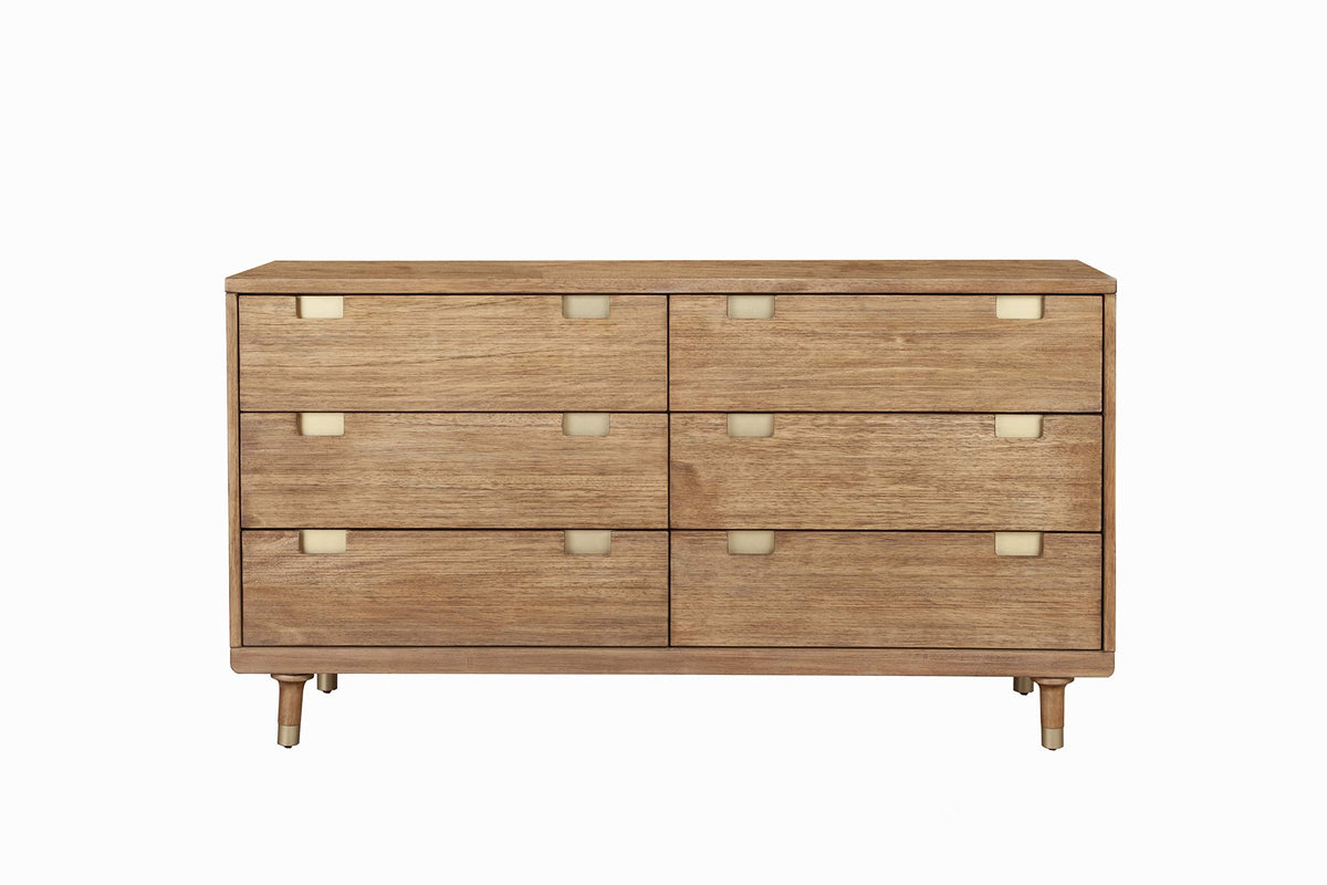 Alpine Furniture Easton 6-Drawer Mahogany And Veneer Dresser, Sand