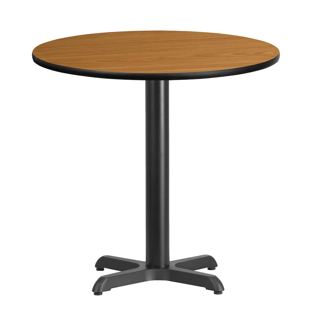 Flash Furniture Graniss 30'' Round Natural Laminate Table Top with 22'' x 22'' Table Height Base