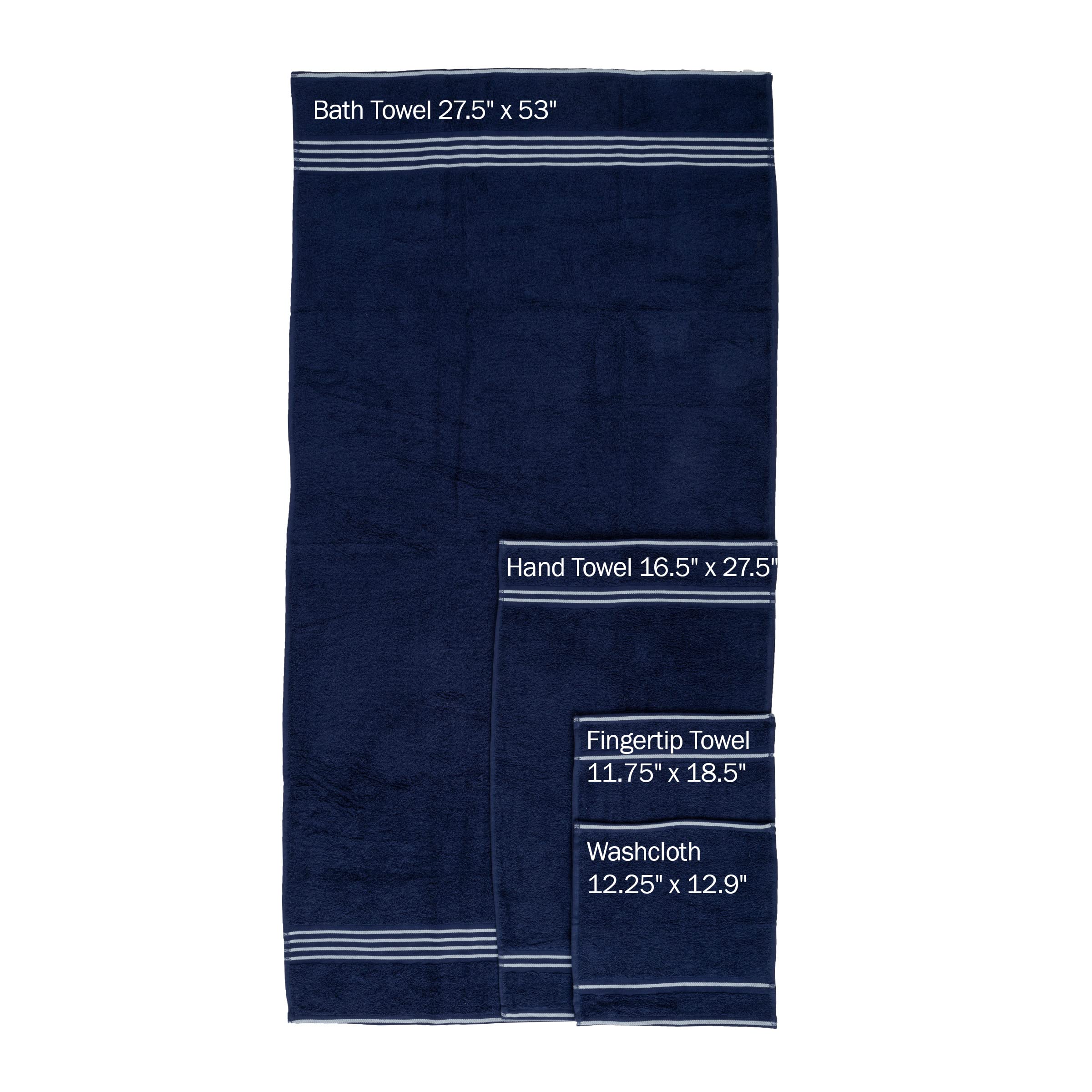 Lavish Home Rio 8 Piece 100% Cotton Towel Set - Navy