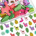 Zonon 30 Pieces Decorative Push Pins Set Tropical Wooden Push Pins Thumbtacks Cute Cactus Llama Flamingo Alpaca Leaf Thumb Tacks
